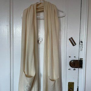 Sandro ecru scarf with embroidered pockets